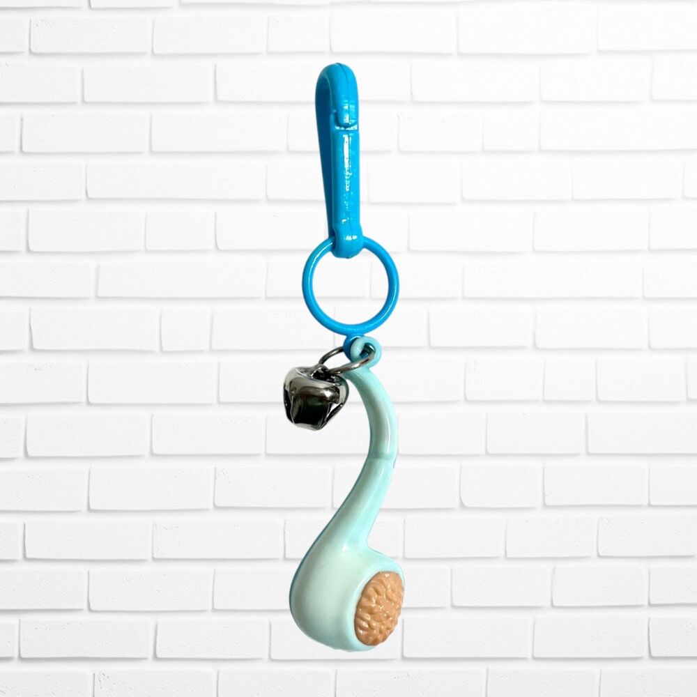 Vtg 80s Bell Charm Clip Baby Blue Pipe For Plastic Necklace Toy Jewelry Dangle